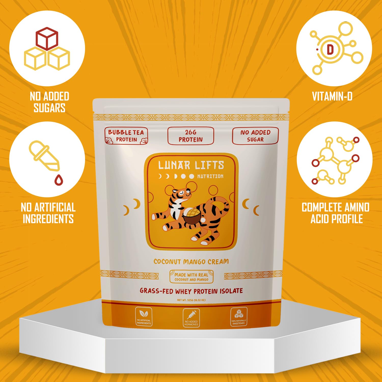 Lunar Lifts Coconut Mango Cream mango coconut flavor closeup for tropical taste