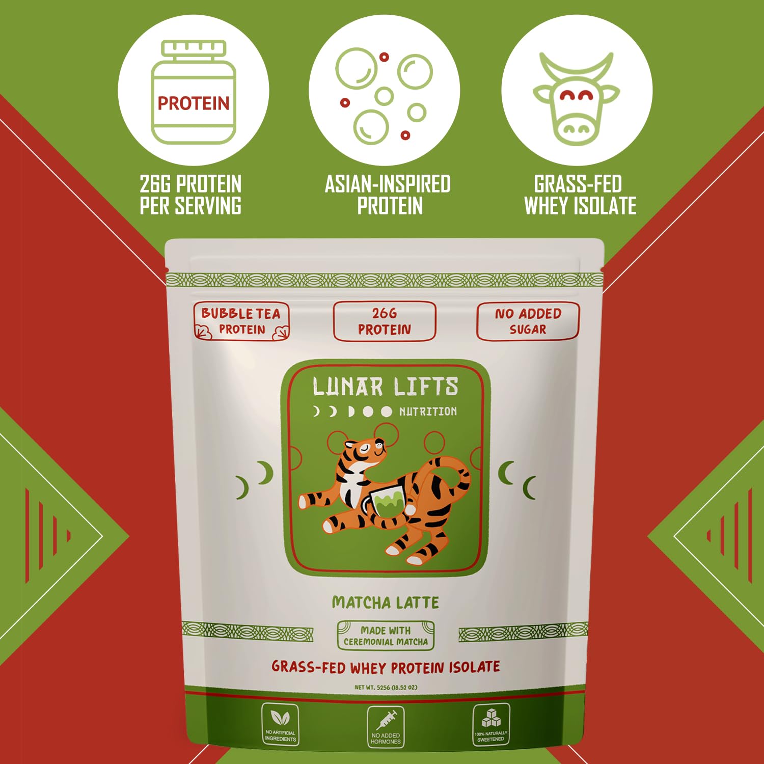 Lunar Lifts grass-fed whey isolate jar signaling ethical sourcing and high-quality nutrition