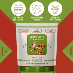 Lunar Lifts grass-fed whey isolate jar signaling ethical sourcing and high-quality nutrition