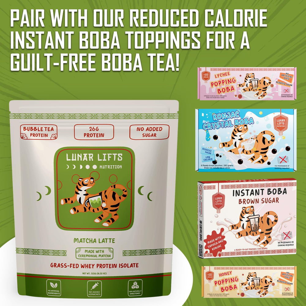 Nutrition facts panel on Lunar Lifts Matcha Latte packaging
