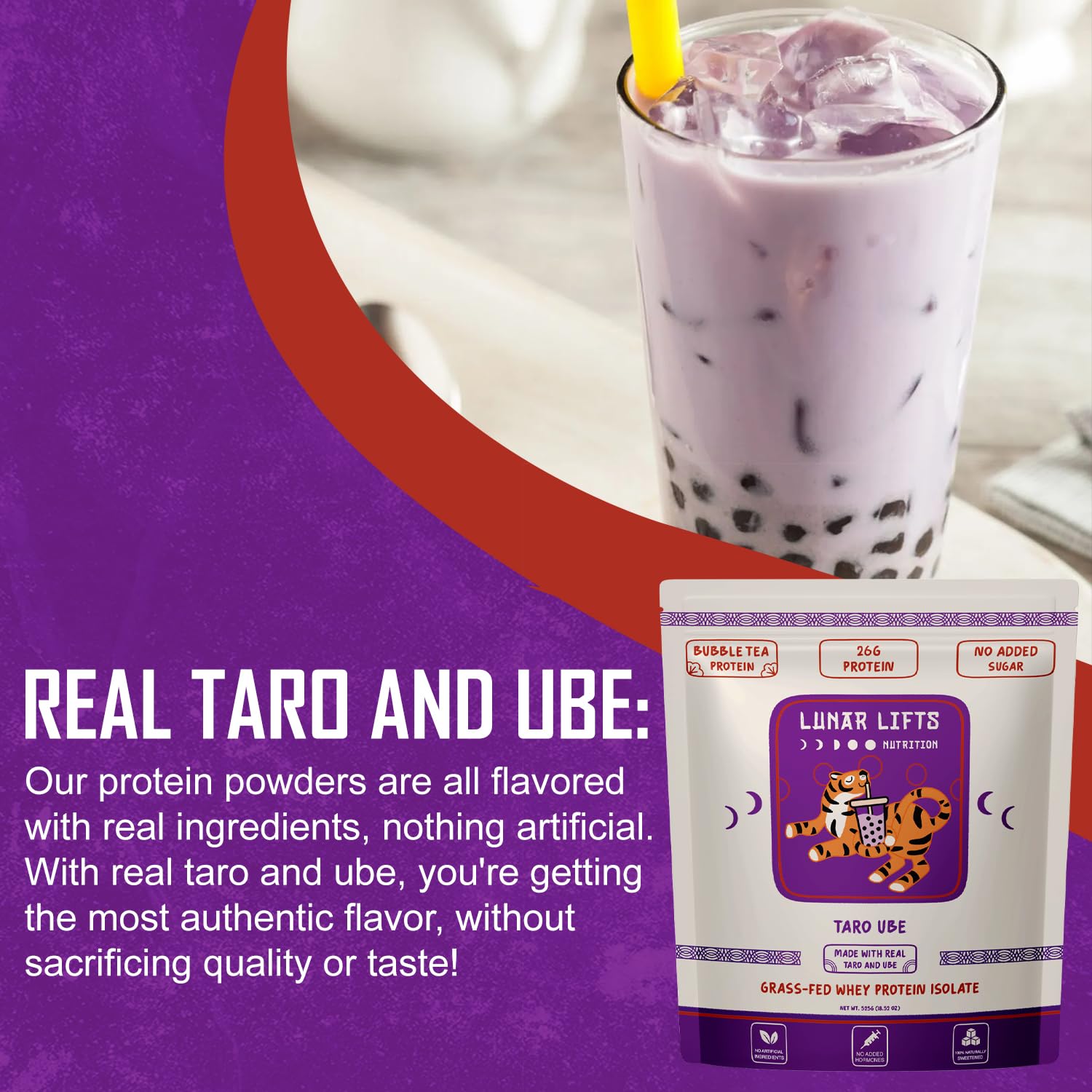 Grass-fed whey isolate powder pouring into a glass for a high-protein shake.