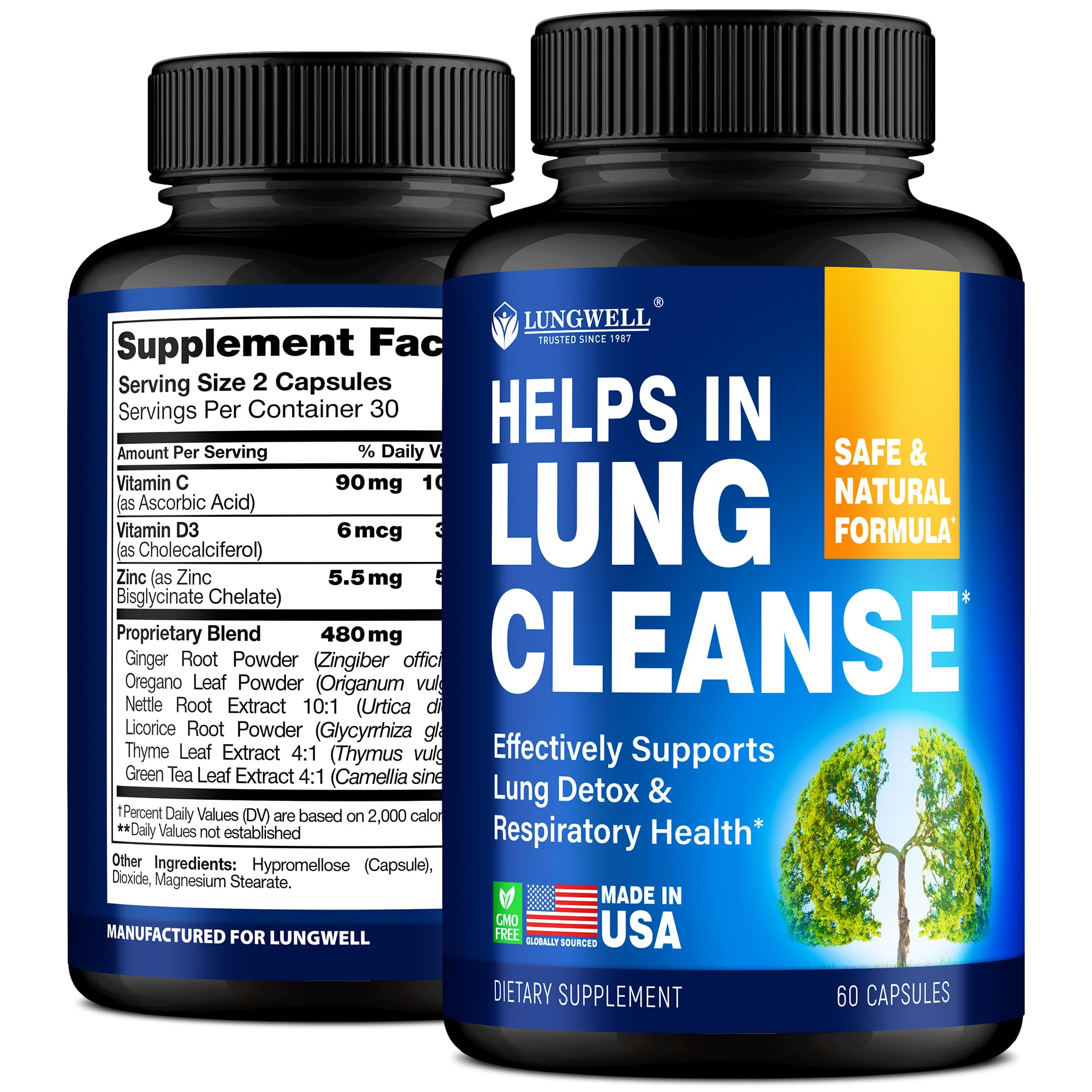 Lungwell Quit Smoking Aid bottle for daily support toward clearer breathing.