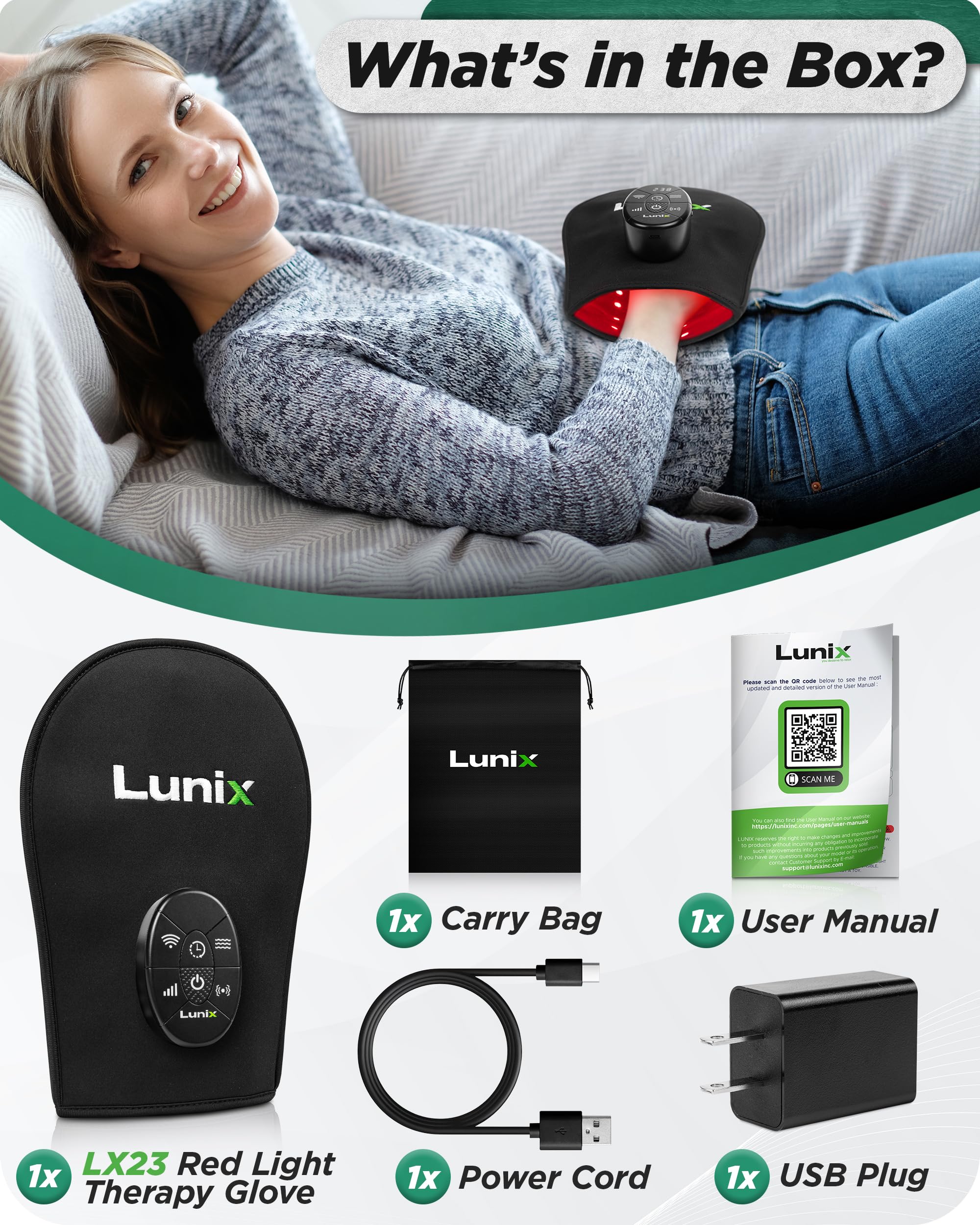 Lunix LX23 portable cordless wellness device suitable for sofa, desk, or travel.