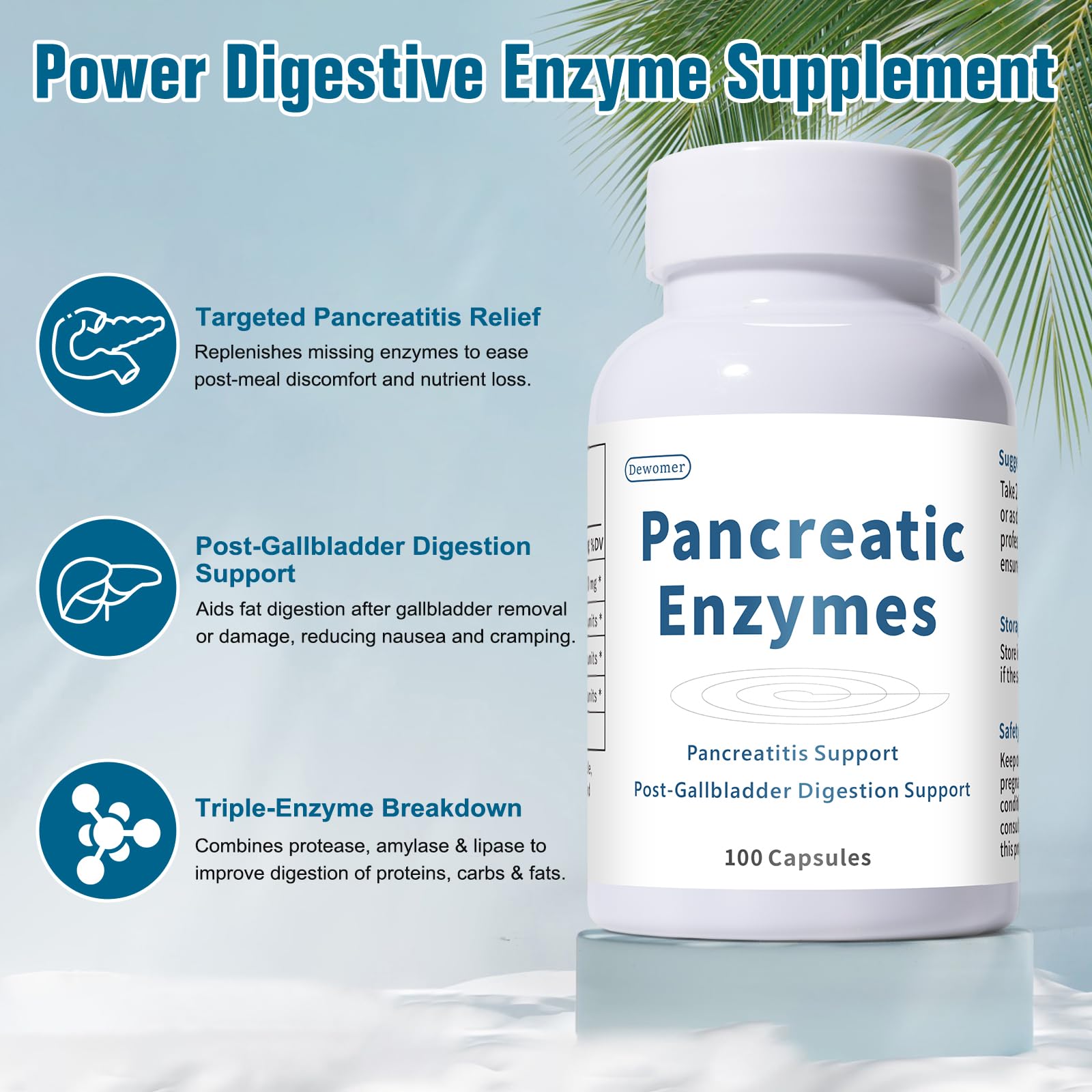 Lunza Pancreatin label detail showing the enzyme trio.