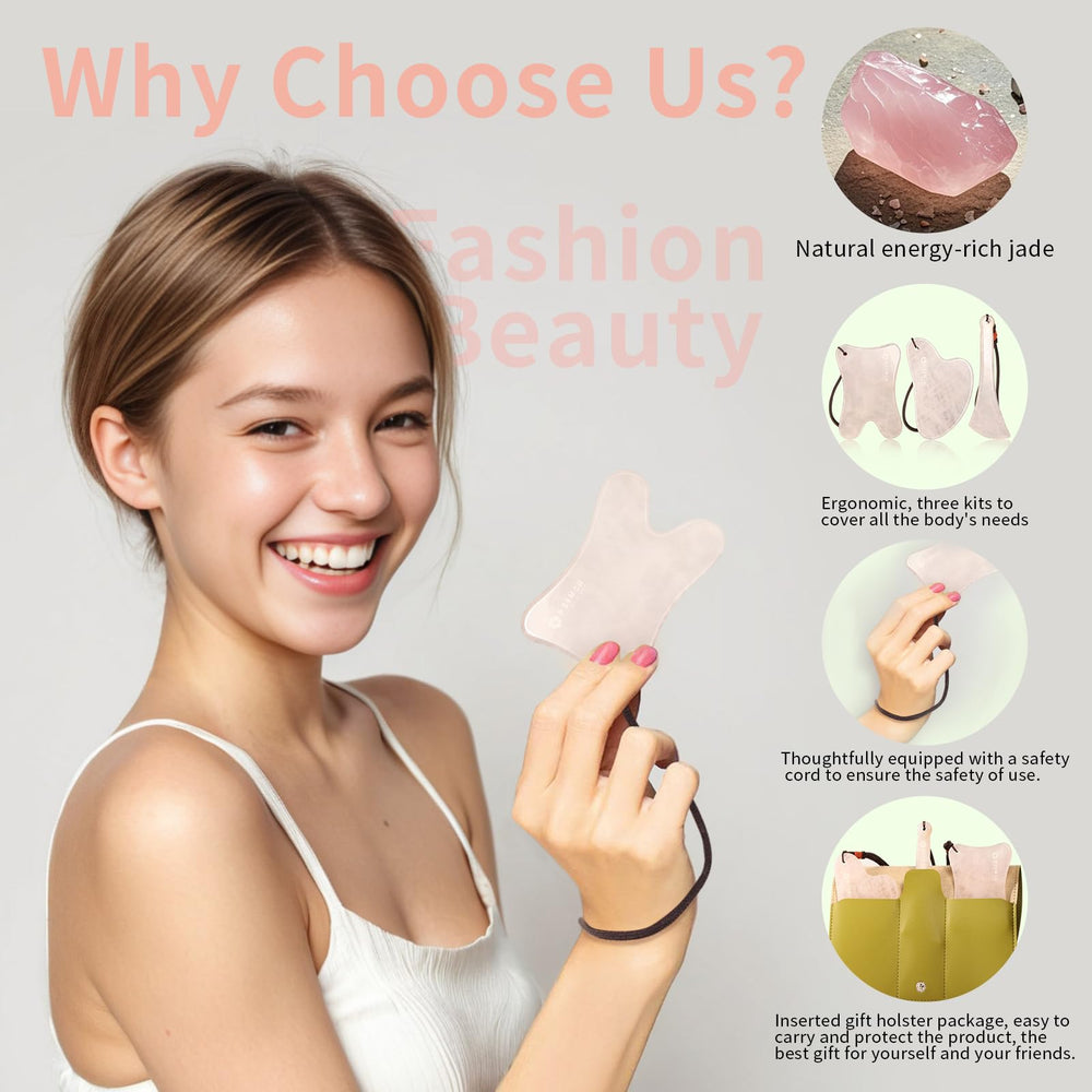 Lusomch Gua Sha natural jade stone for soothing facial massage.