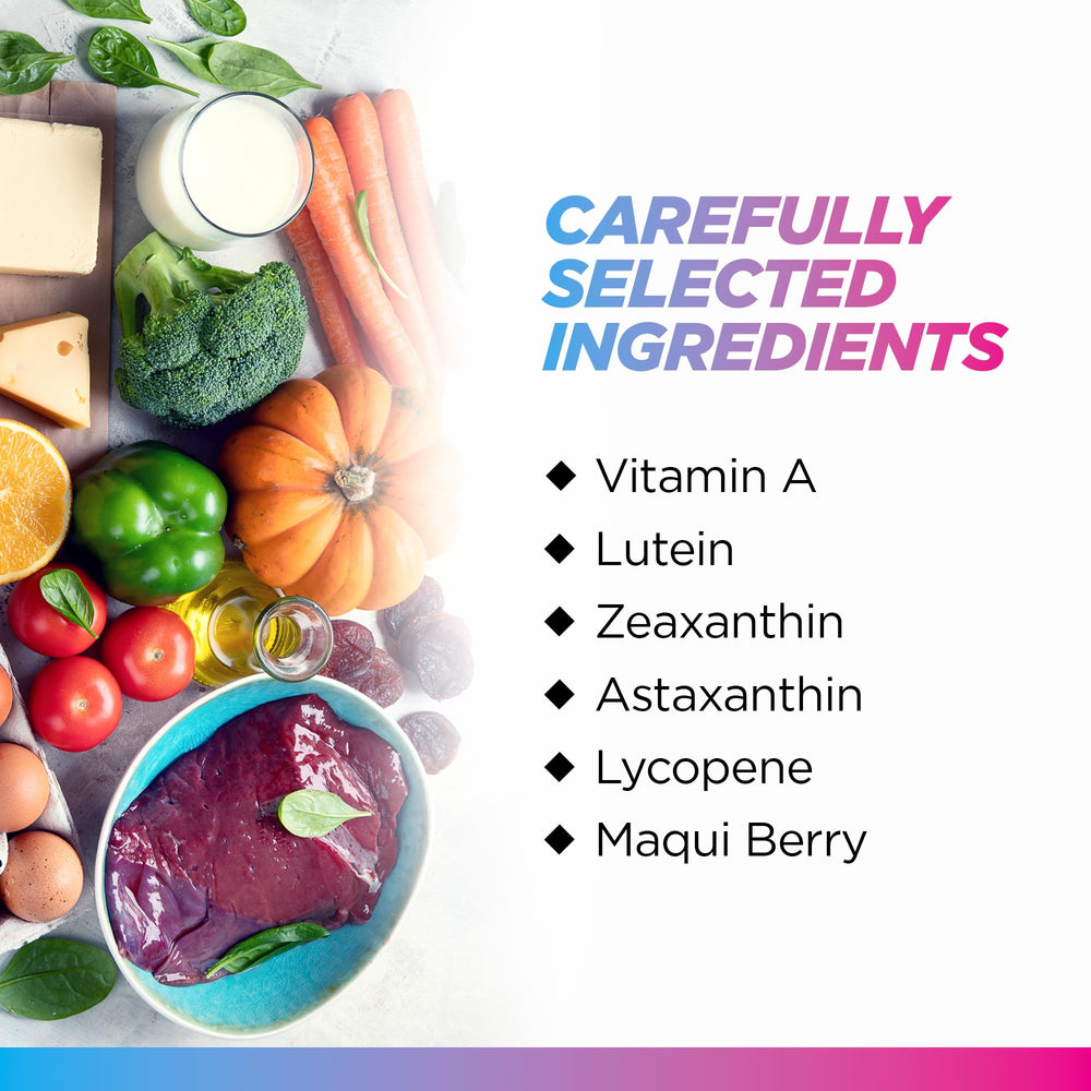 Lutein, Zeaxanthin, and Astaxanthin blend provides essential eye nutrients.