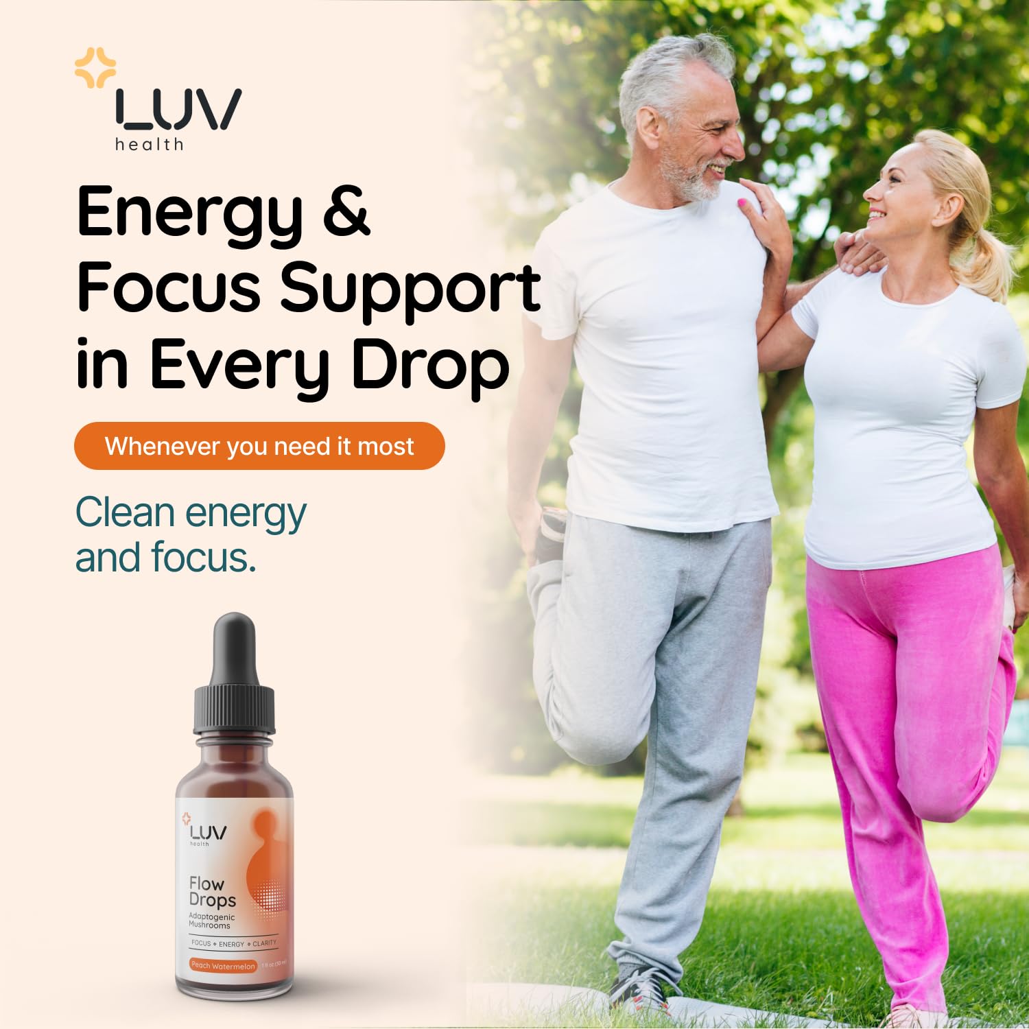 LUV health Flow Drops dropper provides precise servings for steady energy