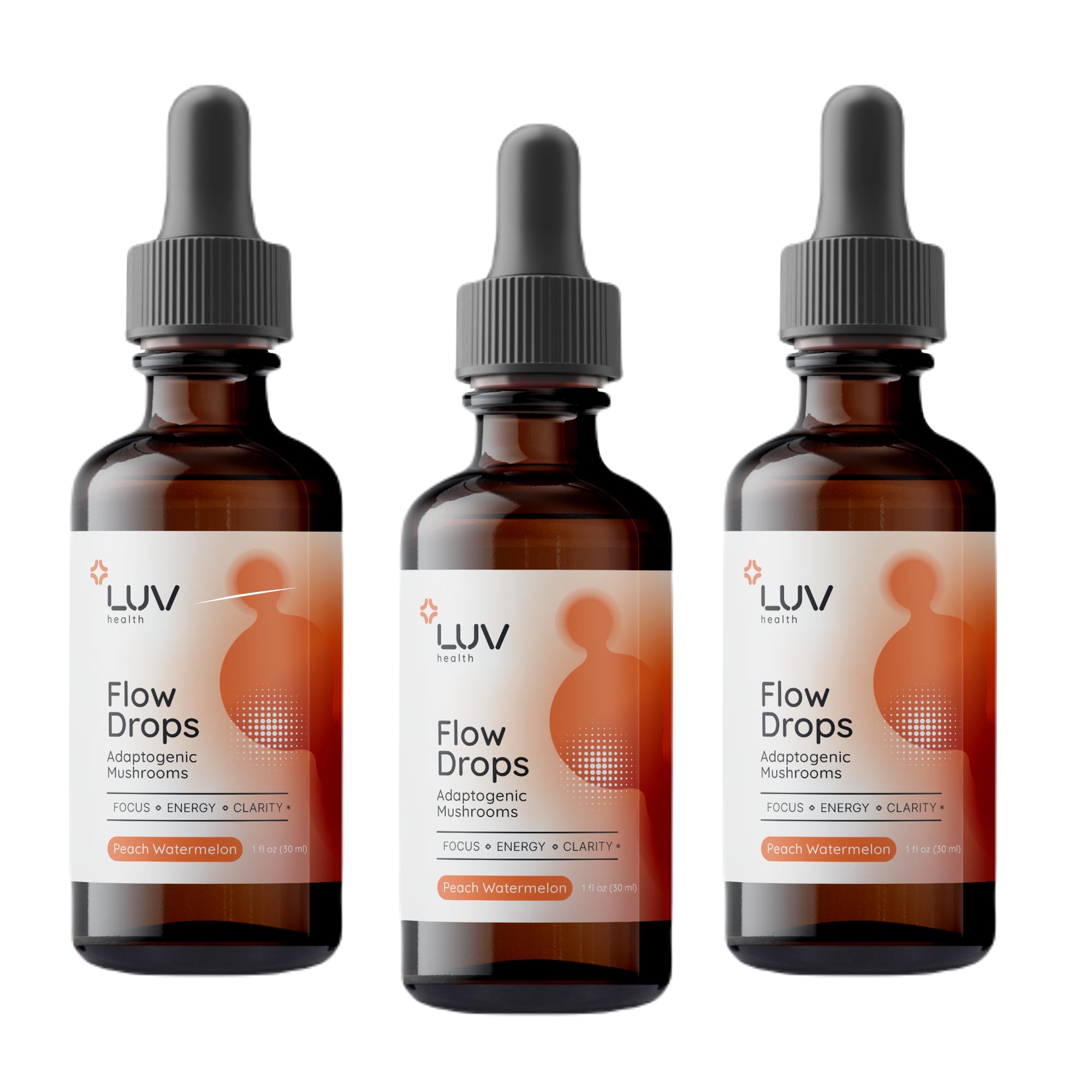 LUV health Flow Drops packaging indicating USA-made quality and testing