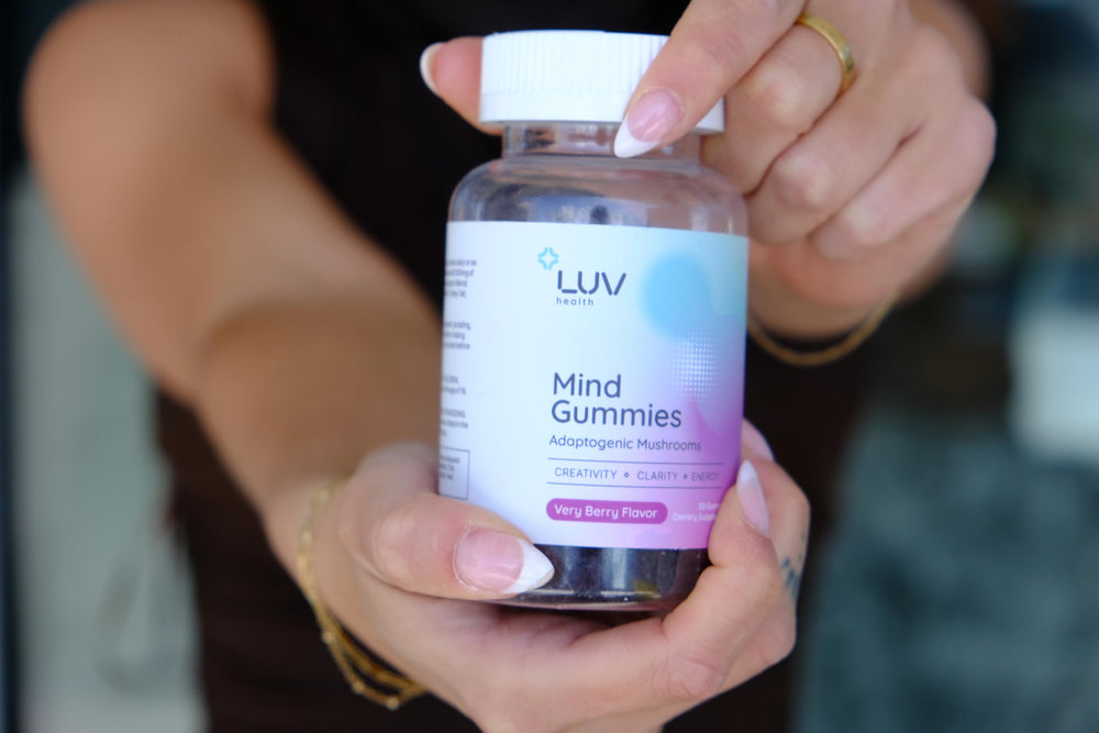 Lifestyle shot of Mind Gummies beside a morning coffee routine.
