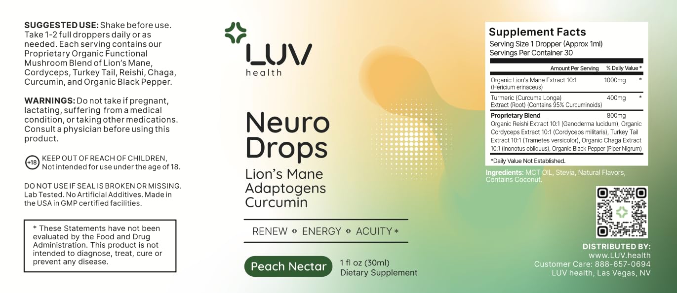 LUV health Neuro Drops 3-pack box set for ongoing support.