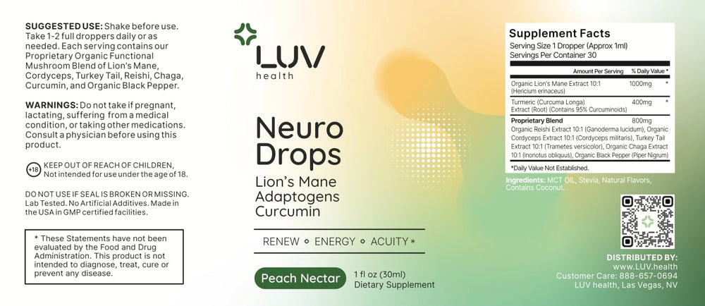 LUV health Neuro Drops 3-pack box set for ongoing support.