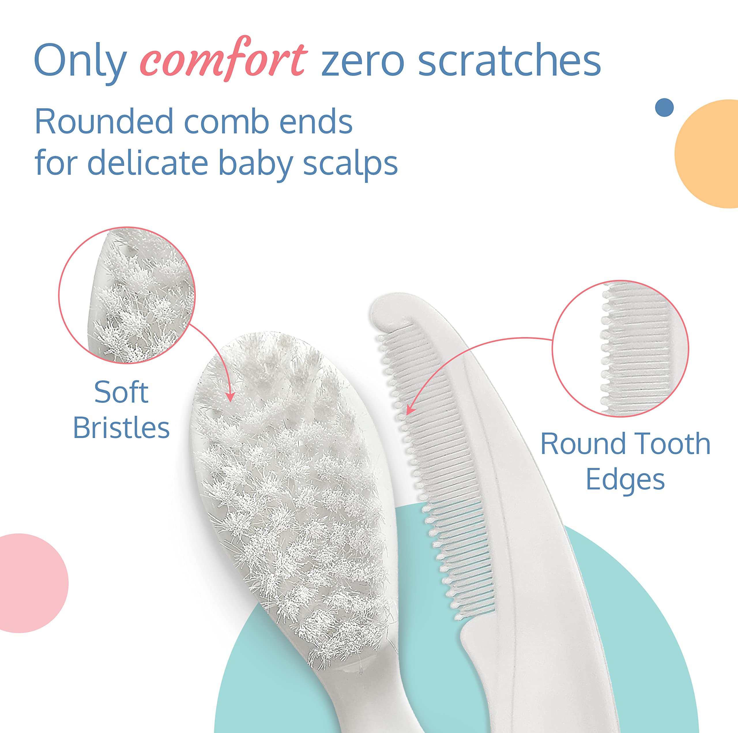 Luv Lap Comb anti-slip handle for easy baby grooming sessions.