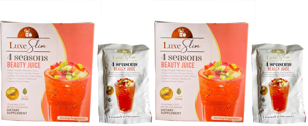 Luxe Slim 4 Seasons Beauty Juice sachet for a low-calorie daily drink.