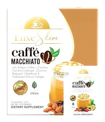 Luxe Slim Cafe Macchiato pack of 10 sachets provides convenient daily enjoyment.