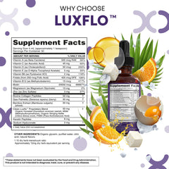 LuxFlo saw palmetto horsetail drops highlighting scalp-friendly formula.