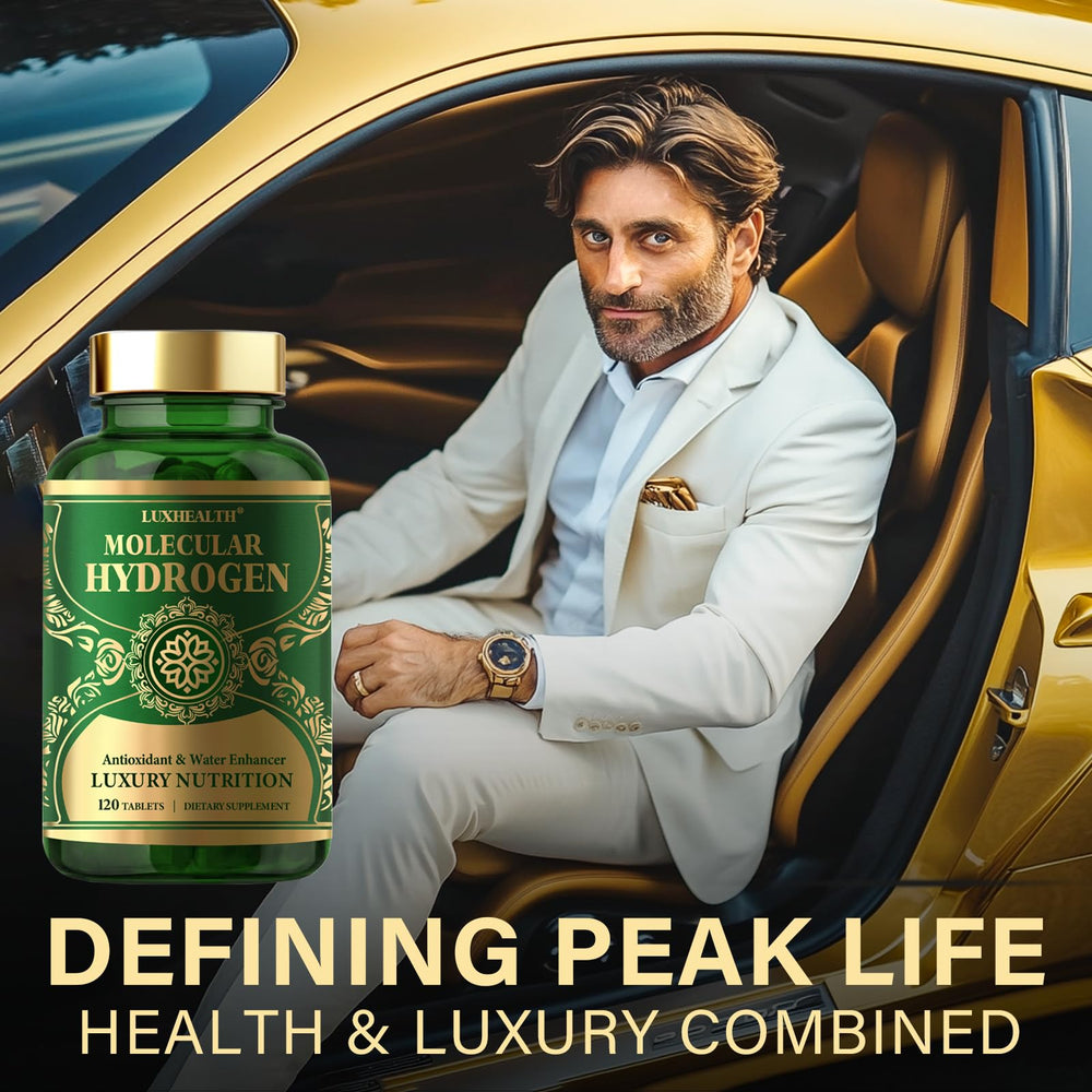 LUXHEALTH hydrogen tablets dissolving in water to create hydrogen-rich hydration