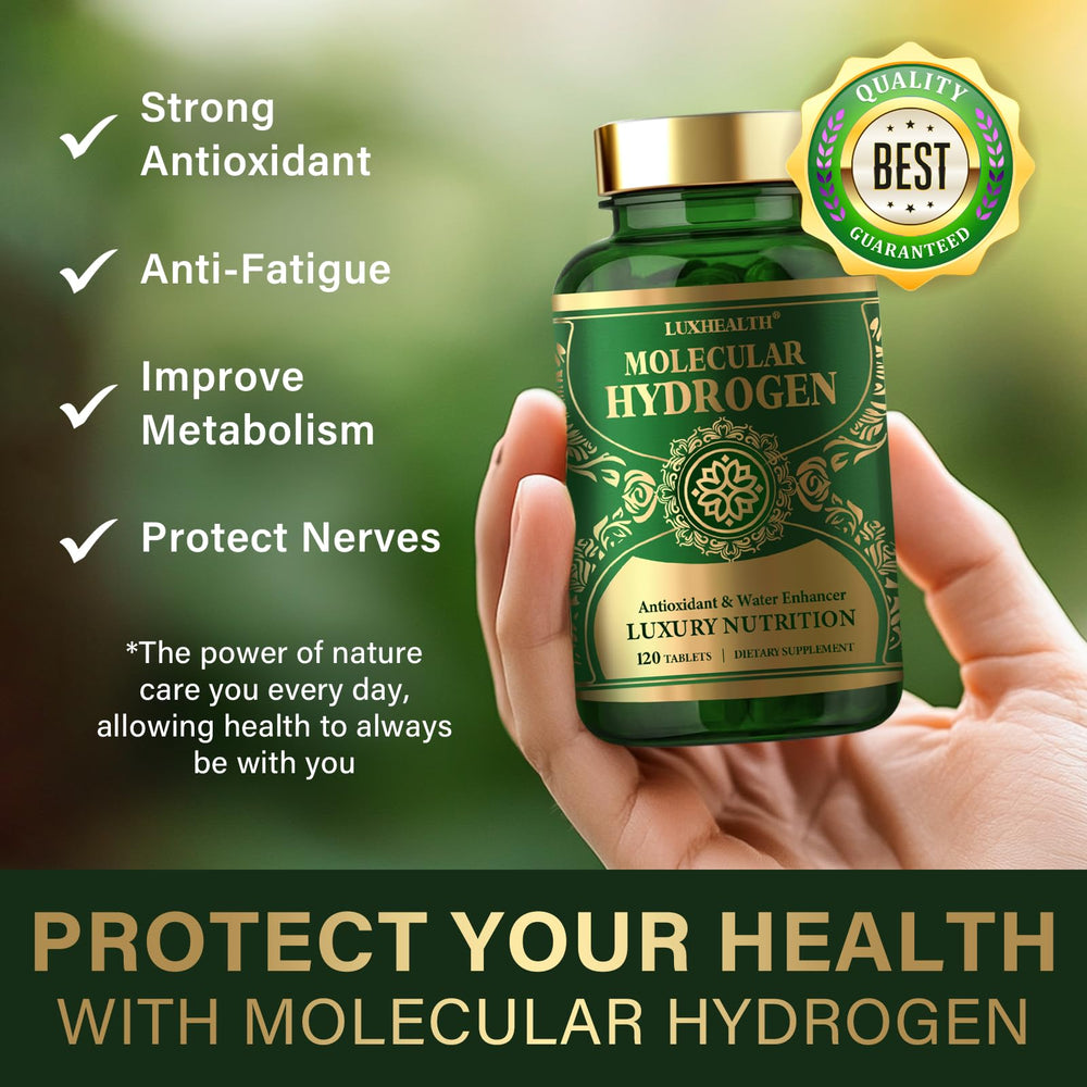 LUXHEALTH hydrogen tablets in a glass ready for quick consumption and focus