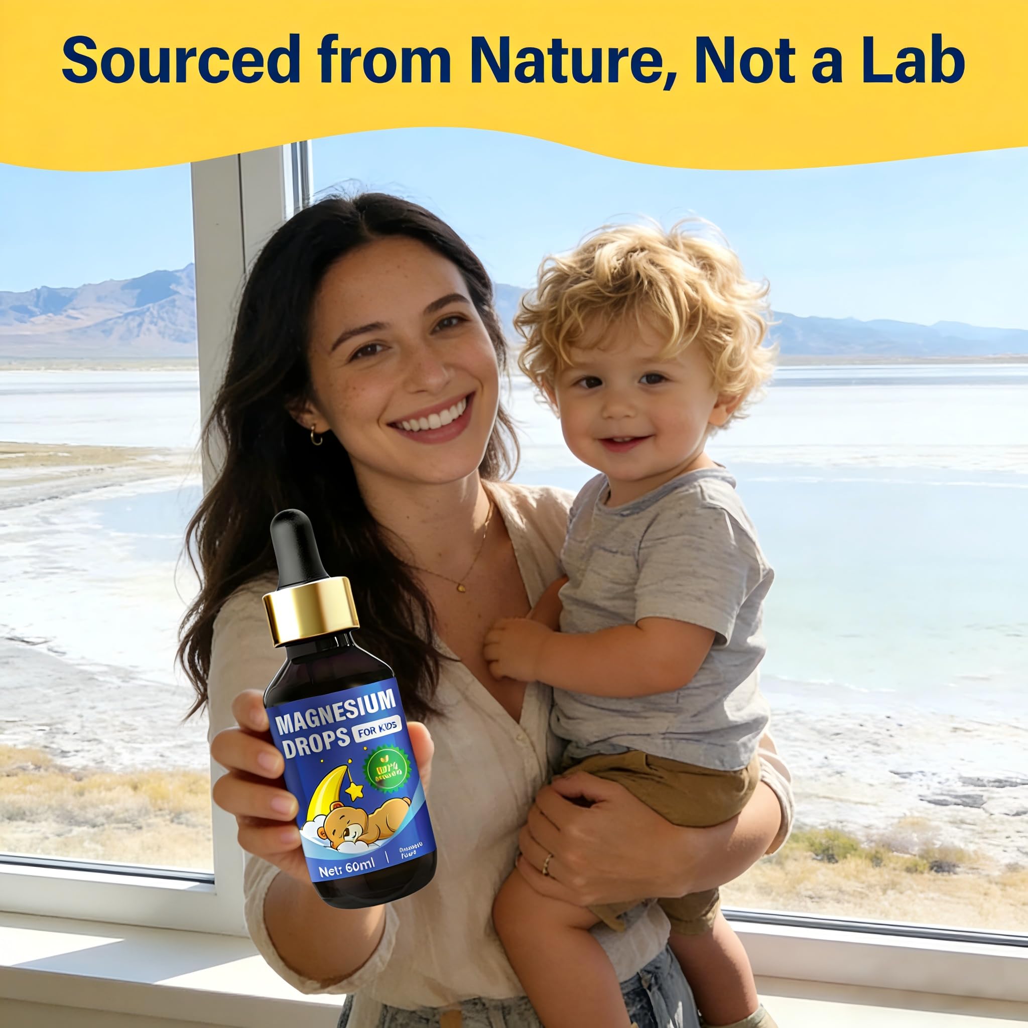 LuxHealth Kids Magnesium Liquid set up for nighttime routine and relaxation
