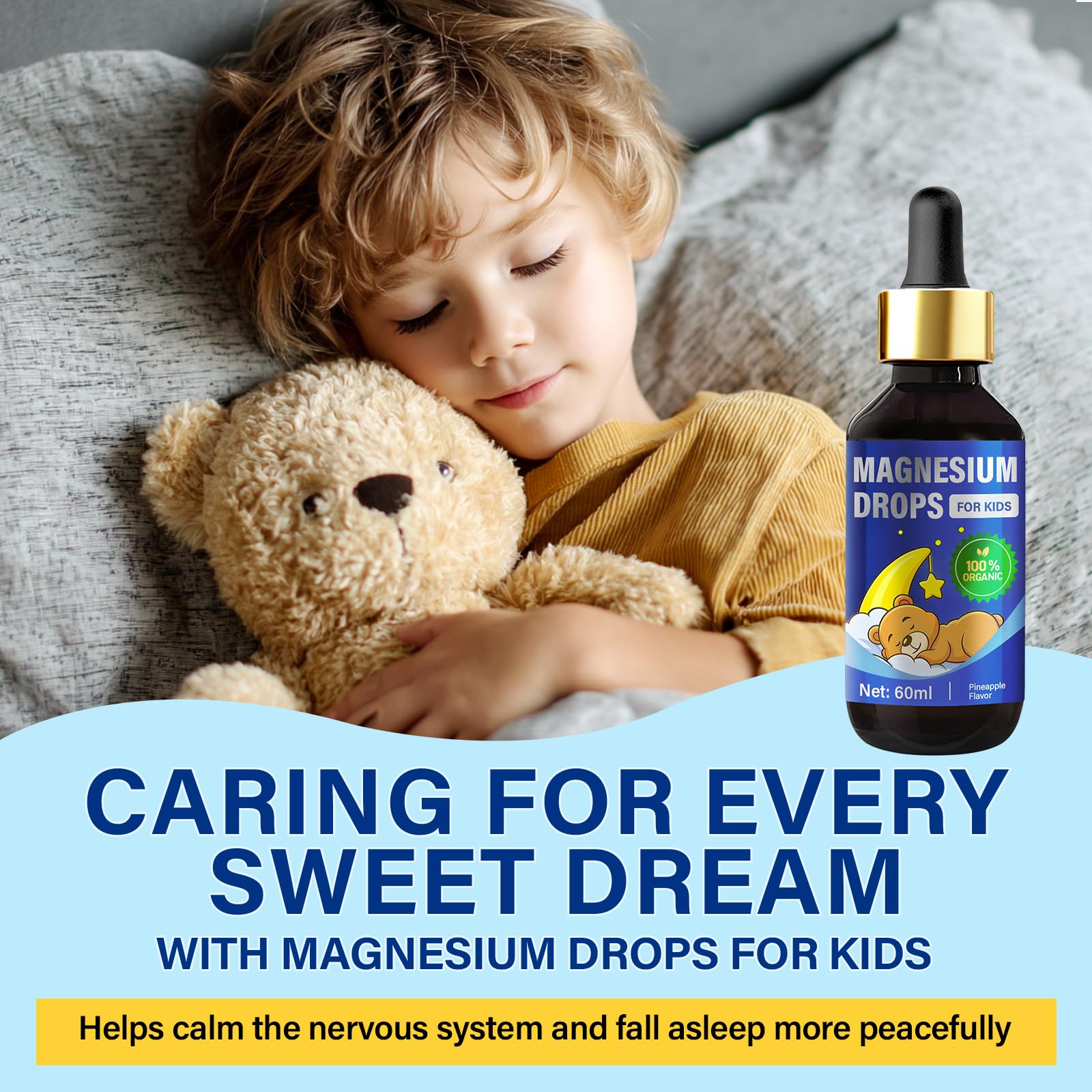 LuxHealth Kids Magnesium Liquid being poured into juice for simple daily use