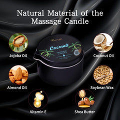 LuxMasa Massage Candle tobacco-vanilla scent creates a relaxing atmosphere.