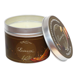 Luxmasa natural soy-wax formula with coconut oil and jojoba for clean burn.