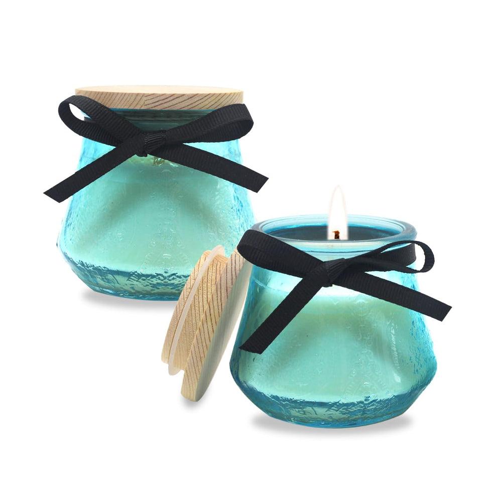 2-Pack Luxury Scented Soy Wax Candle Rainforest Bungalow calms with fresh green notes.