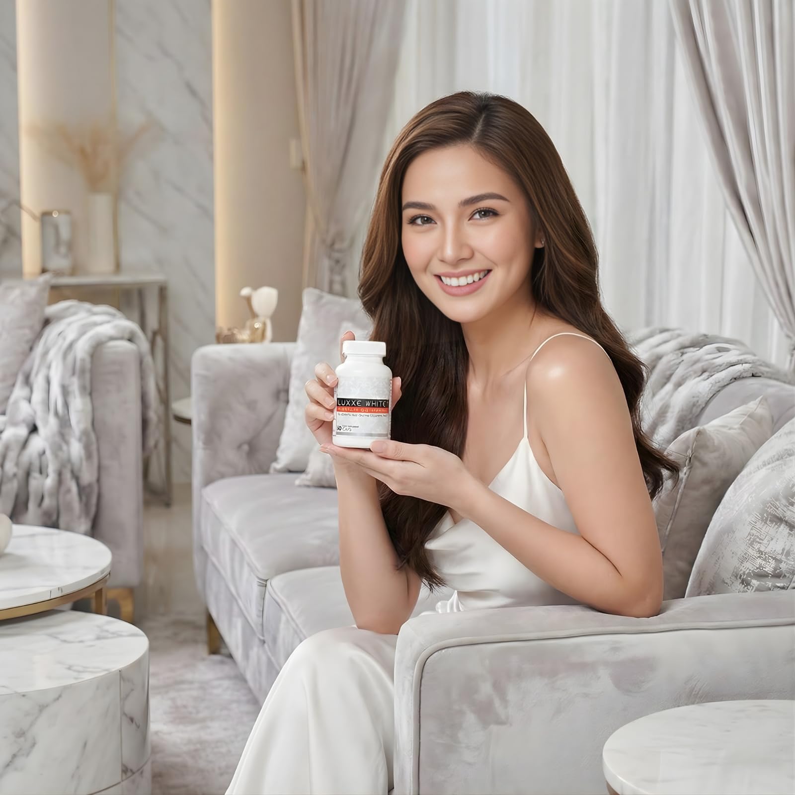 Luxxe White daily-use bottle on a clean countertop scene.
