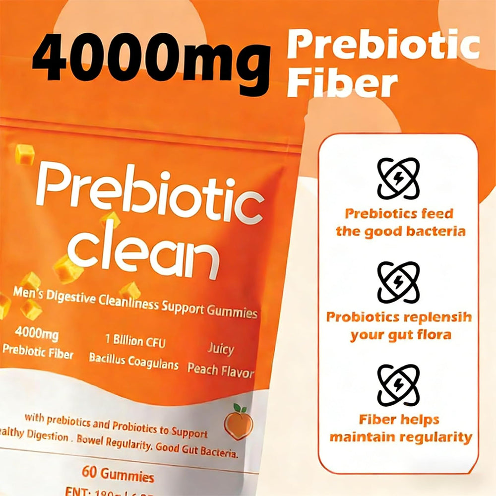 Lwefao Clean Prebiotic Fiber Gummies ingredient list shown, transparent nutrition for gut health.