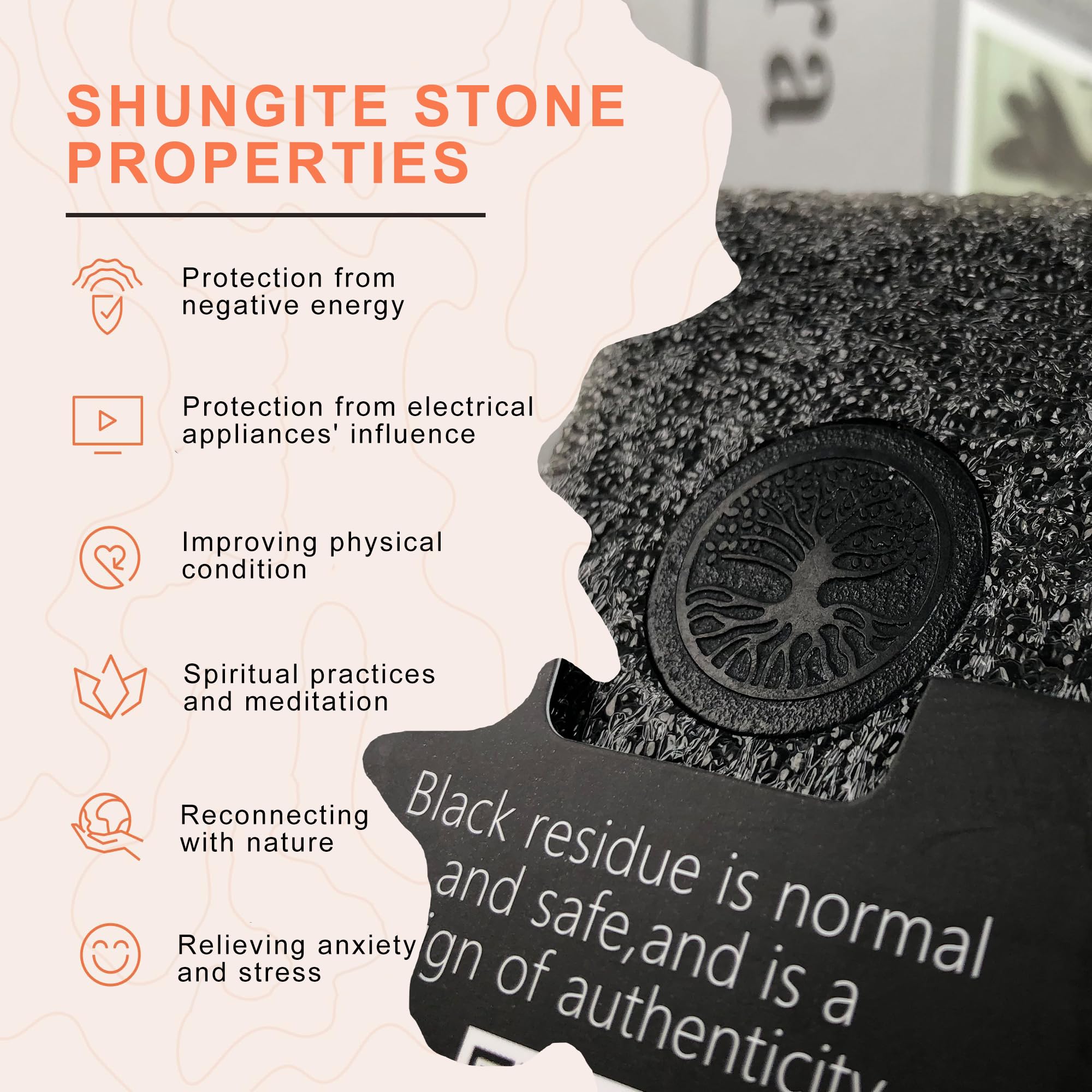 LWQCHW shungite sticker with adhesive backing ready to attach to your gadget