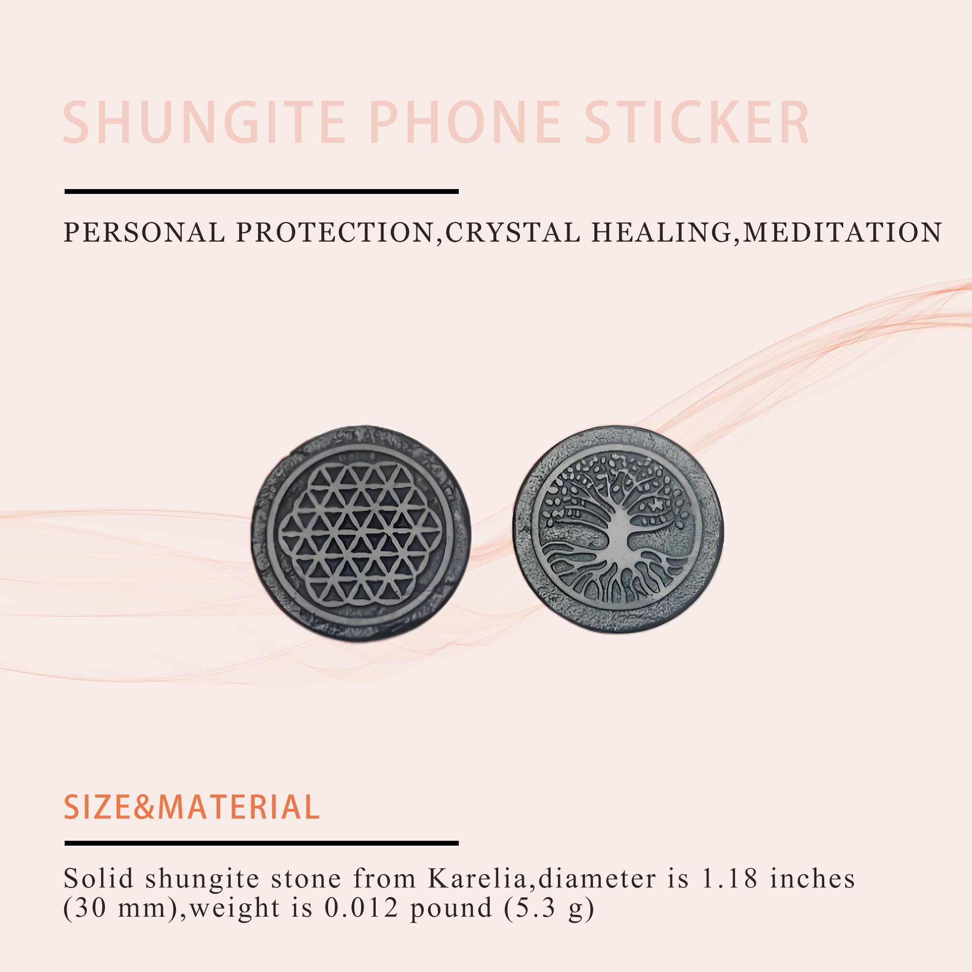 LWQCHW shungite round sticker with Tree of Life engraving for energy protection on devices