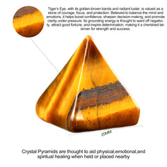 LWQCHW Tiger's Eye Pyramid detail highlighting facets for mindful reflection.