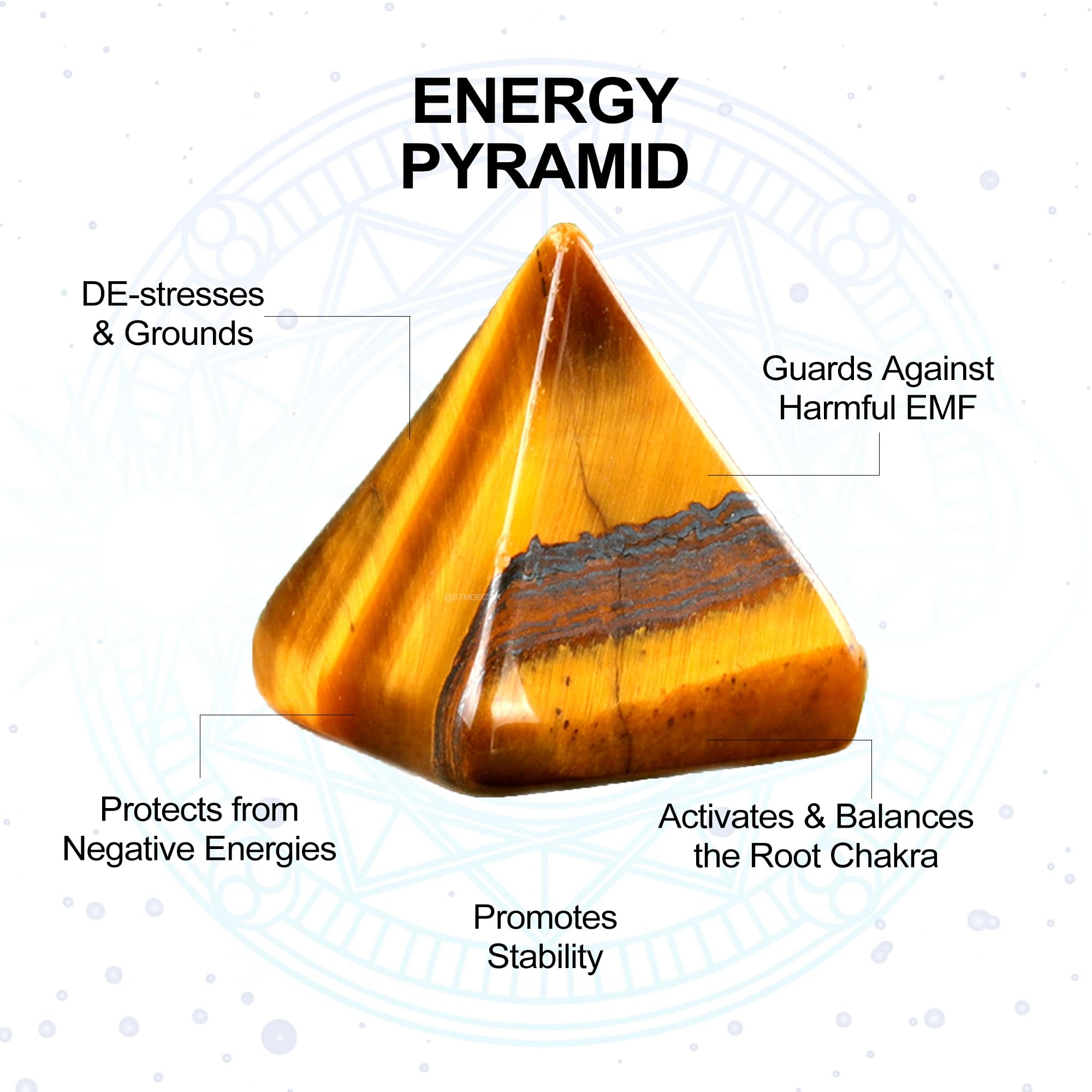 LWQCHW Tiger's Eye Pyramid for grid work and Reiki sessions.