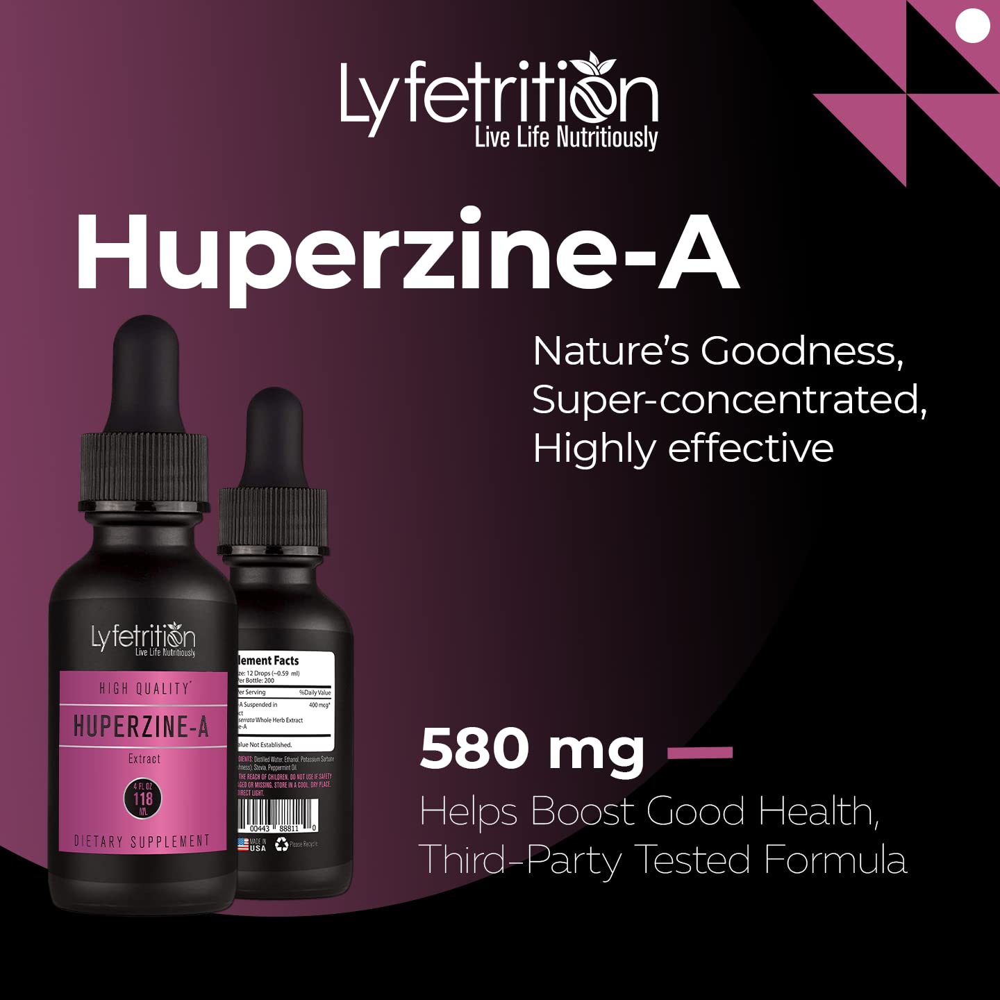 Lyfetrition Huperzine-A recommended for daily use in morning routine.