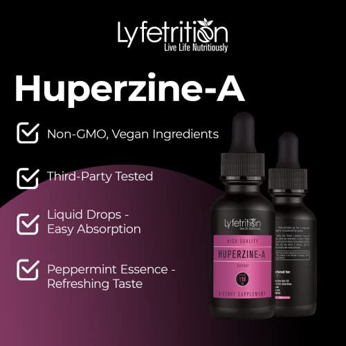 Lyfetrition Huperzine-A label highlights Made in USA and third-party testing.