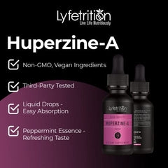 Lyfetrition Huperzine-A label highlights Made in USA and third-party testing.