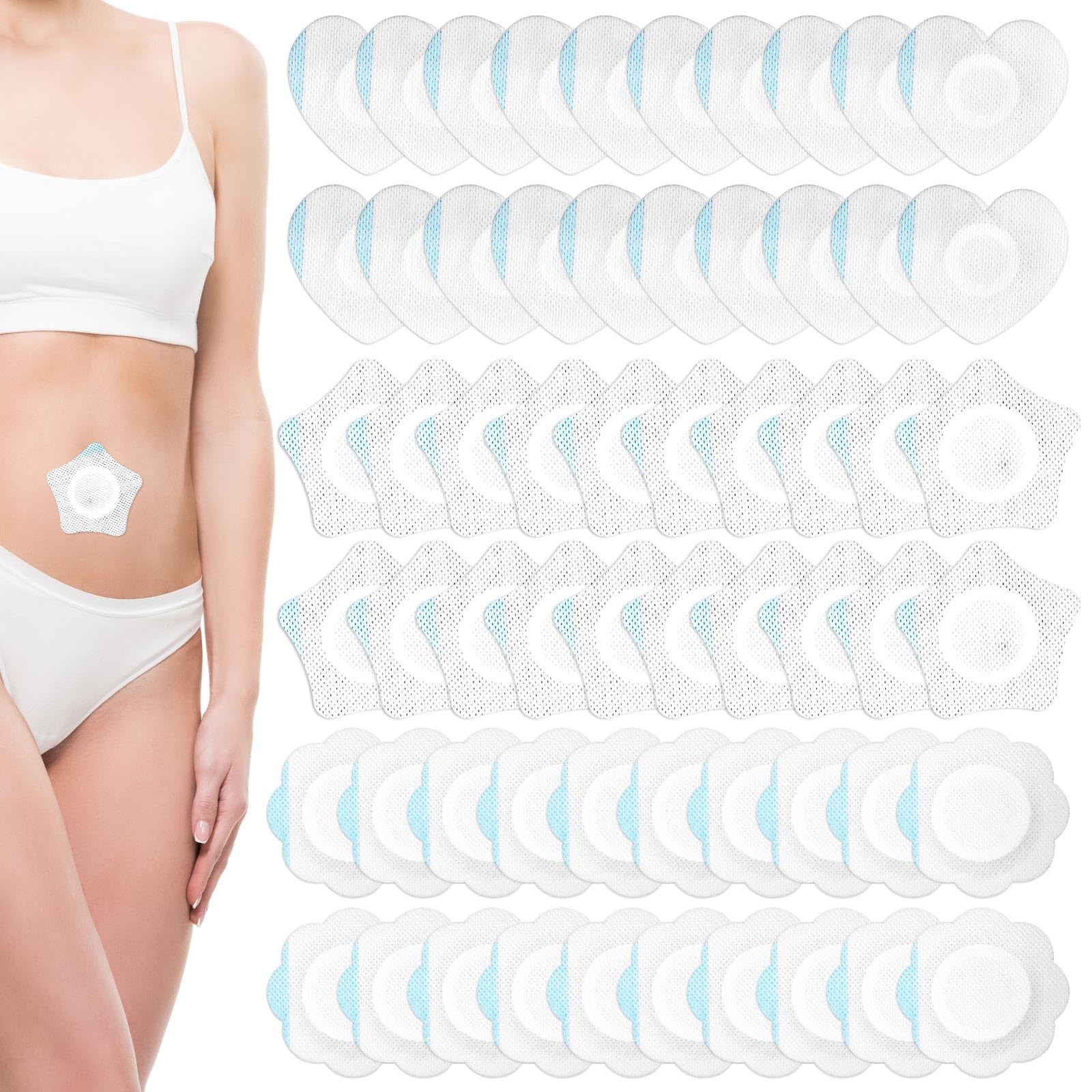 Lyreh heart shaped belly button patch for quick, highly absorbent use