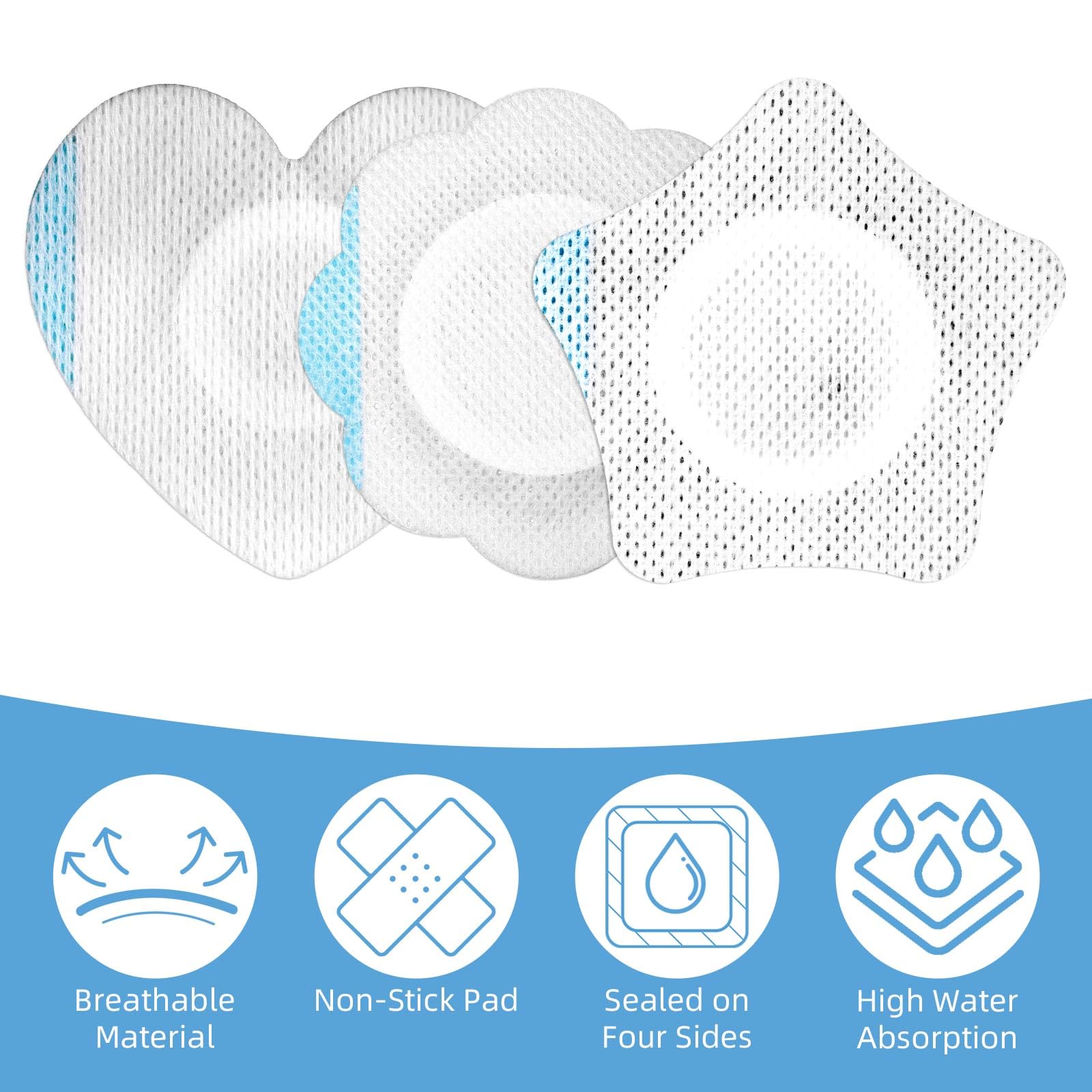 Lyreh heart shaped patch in use, adherent and mess free
