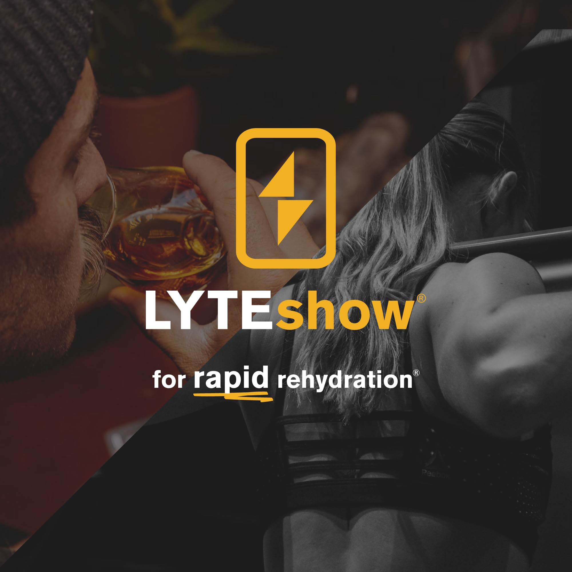 LyteShow label close-up highlights ingredients and sugar-free formulation.