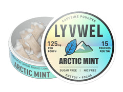 LyvWel 125mg caffeine energy pouches in use, discreet energy during study or work.