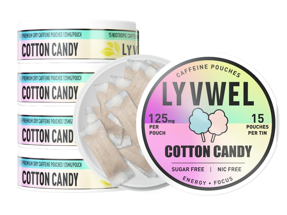 LyvWel 125mg energy pouch pack for on-the-go focus and clean energy.