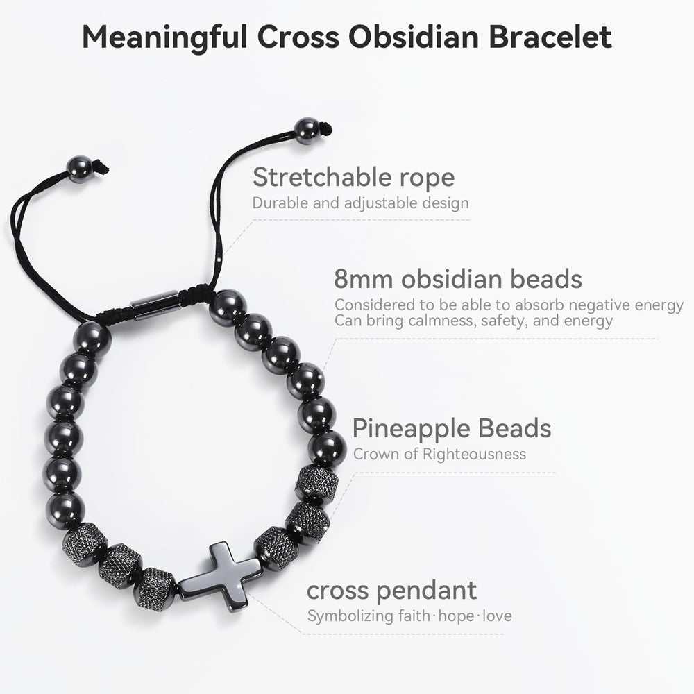 LZKOVISTA close-up obsidian and pineapple beads, showcasing durable beading and design.