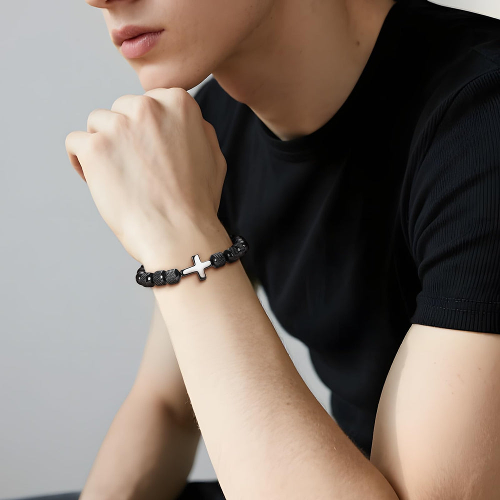 LZKOVISTA cross bracelet with gift card, a meaningful present for a son.