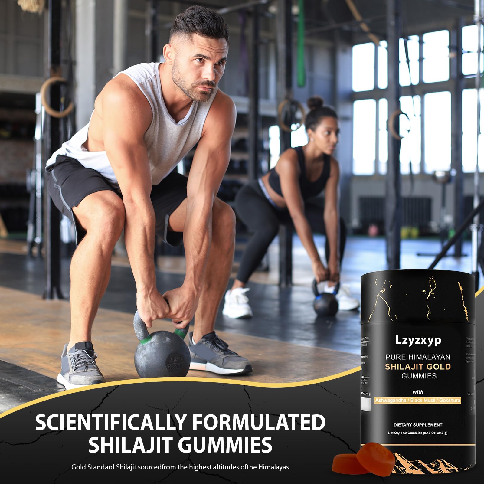 Lzyzxyp Gummies Gold Shilajit closeup shows chewy texture for daily use