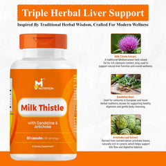 M NUTRITION Dandelion Root and Artichoke Leaf blend capsules for digestion.
