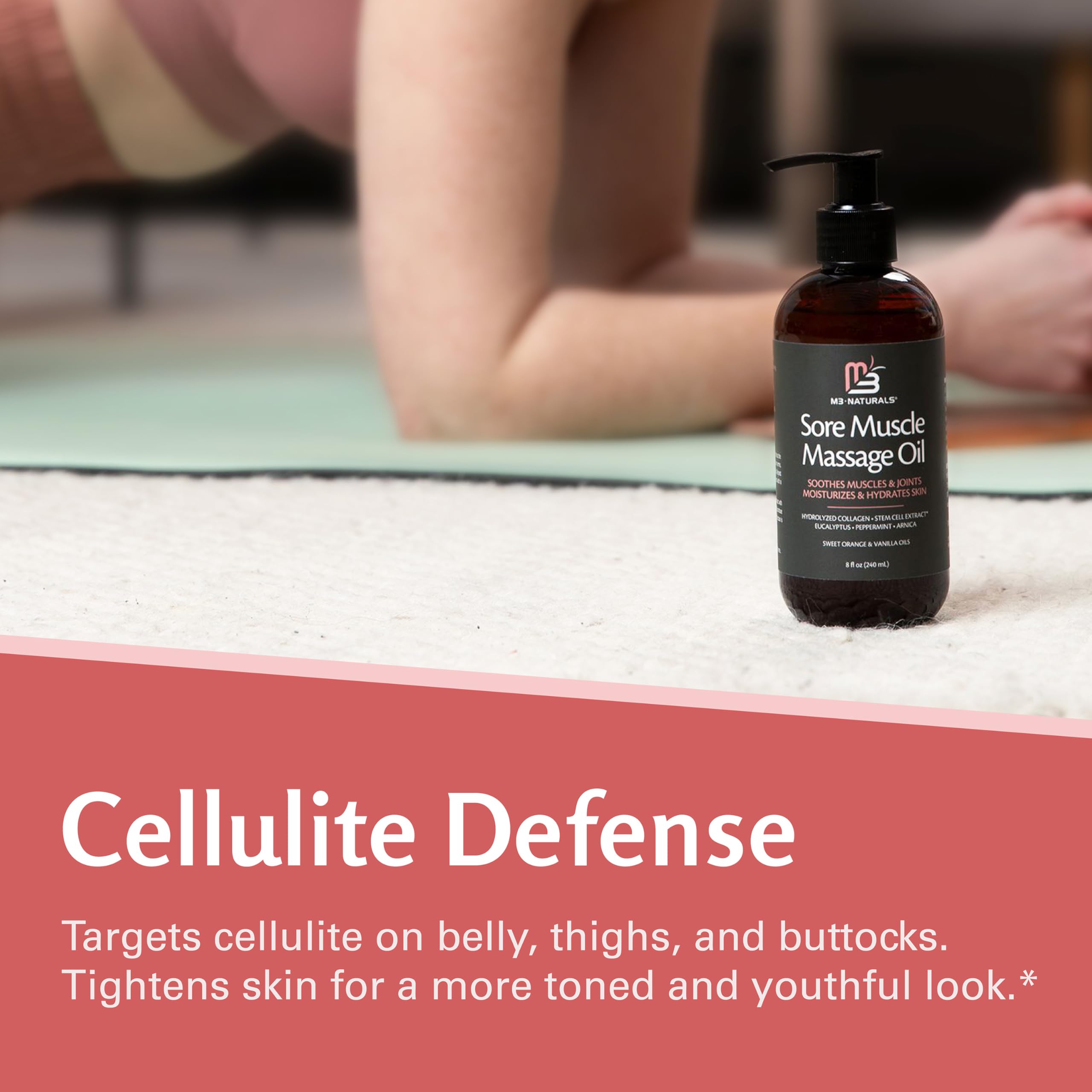 Anti-cellulite-inspired sheen from M3 Naturals Arnica Sore Muscle Oil