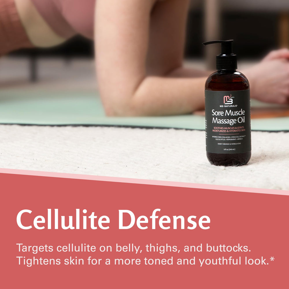 Anti-cellulite-inspired sheen from M3 Naturals Arnica Sore Muscle Oil