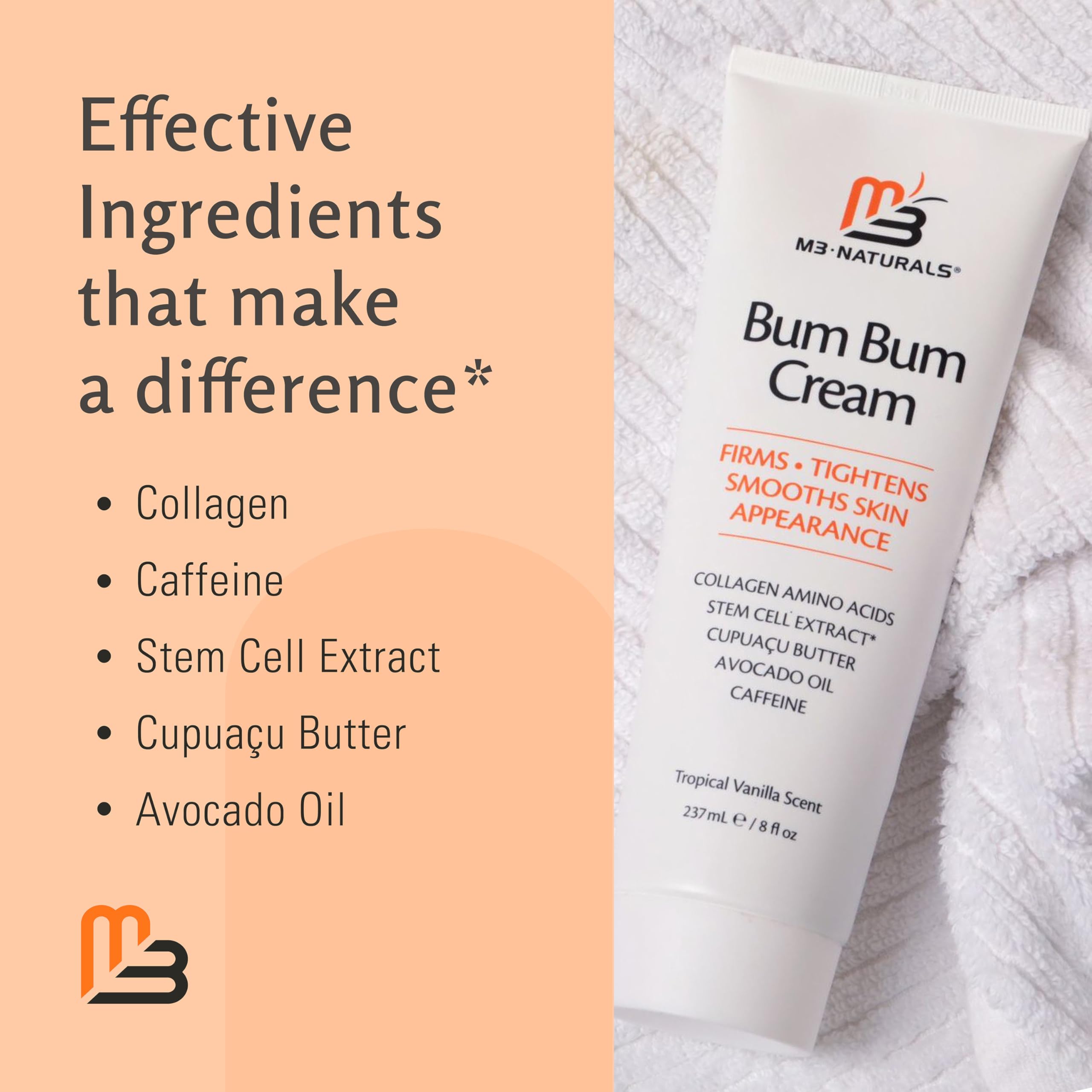 M3 Naturals Bum Bum Cream absorbs quickly for busy mornings.