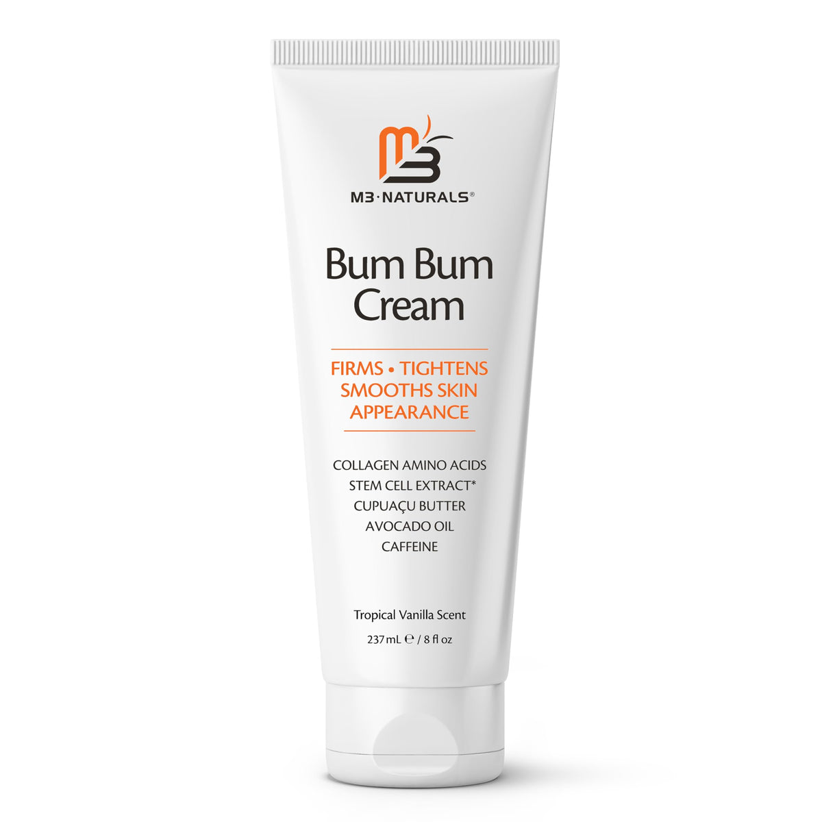 M3 Naturals Bum Bum Cream Lemon Vanilla packaging highlights premium bottle for easy at-home skincare.