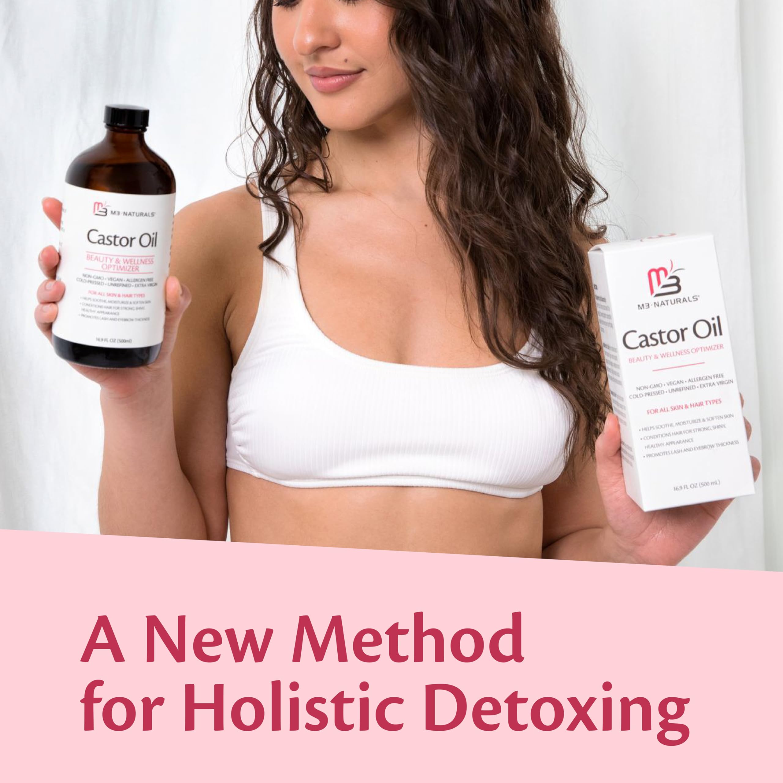 M3 Naturals castor oil bottle on surface for versatile wellness routines
