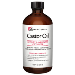 M3 Naturals castor oil bottle in glass promotes skin hydration